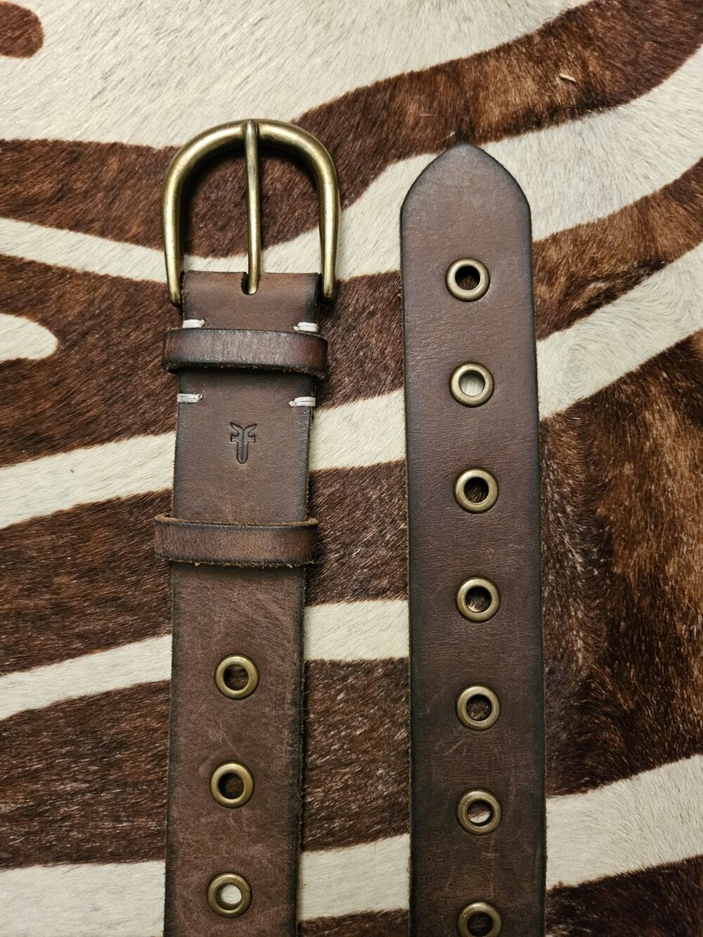 Frye Leather Grommet Belt Grunge Boho Designer Country Unisex Small